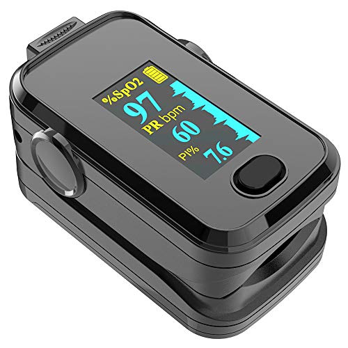 Finger Pulse Oximeter Fingertip, Oximeter?Portable Blood Oxygen Saturation Monitor for Heart Rate and SpO2 Level, O2 Monitor Finger for Oxygen, Black