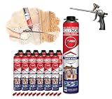 POLYNOR Isolamento termico PUR in bomboletta PRO - Set - 12 schiume - Pistola per schiuma - Isolamento termico a spruzzo - Isolamento di pareti, tetti, soffitti, tubi - Aerosol 750 ml