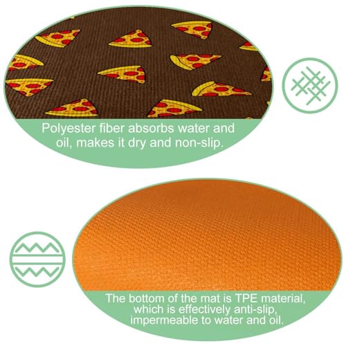 Tapete de cocina de 2 piezas VAPOKF con diseño de frutas y pizza antideslizante 6