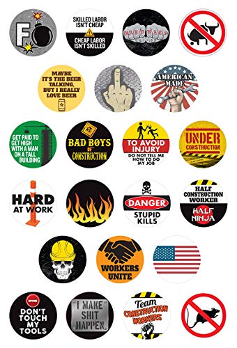 Hard Hat Stickers And Tool Box Stickers | Funny Decals For Construction Workers, Motorcycle Helmets, Mechanics, Electricians, Union Workers | Set Of 22 | Waterproof! #TOP12