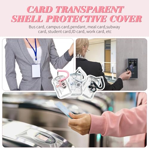 3 Stück Photocard Holder Keychain Set, Ausweishalter & Fotokartenhalter mit Schlüsselanhänger und Ausziehbarem Springseil, ID Card Holder & Kartenhülle für Idol Photos und Buskarten, Weiß Schwarz Rosa