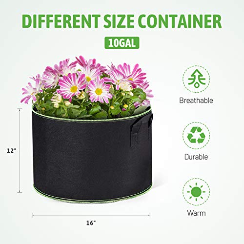 Delxo 10 Gallon Grow Bags 10 Pack For Planting, Fabric Pots Plants Growing Bags With Handles Heavy Duty Aeration Thickened Nonwoven #TOP1