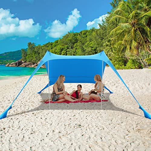 Beach Tent,Farexon Pop Up Tent Sun Shelter,Windproof Beach Canopy Upf50+ With Sand Shovel,Ground Pegs And Stability Poles,Outdoor Shade Portable Set For Camping Trips, Fishing Or Picnics (7X7.6 Ft) #TOP5