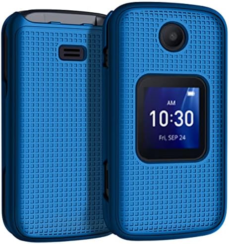 Case for Alcatel Go Flip 4 / TCL Flip Pro Phone, Nakedcellphone Slim Hard Shell Protector Cover with Grid Texture - Cobalt Blue