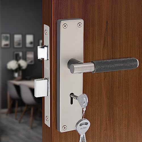 Image of Atom 8 Inch Heavy Duty Mortise Door Lock for Bedroom, Living Room, Main Door, Black-Silver Finish | 3 Keys | 6 Lever Double Stage Lockset for House Hotel Office (MIA-D-KY)
