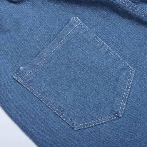 Girl's High Waist Flare Leg Jeans Washed Y2k Cute Bow Pearls Split Raw Hem High Elastic Waisted Denim Pants 2-12 Years4