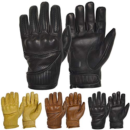 Gants de moto en cuir perforé sans doublure Goldtop Vice-Roi 3 couleurs