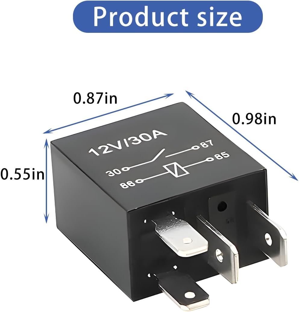4 Pin 12V 30A Multi-Purpose Automotive Relay - Heavy Duty Standard Relay for Car Motor, Universal Replacement Accessory