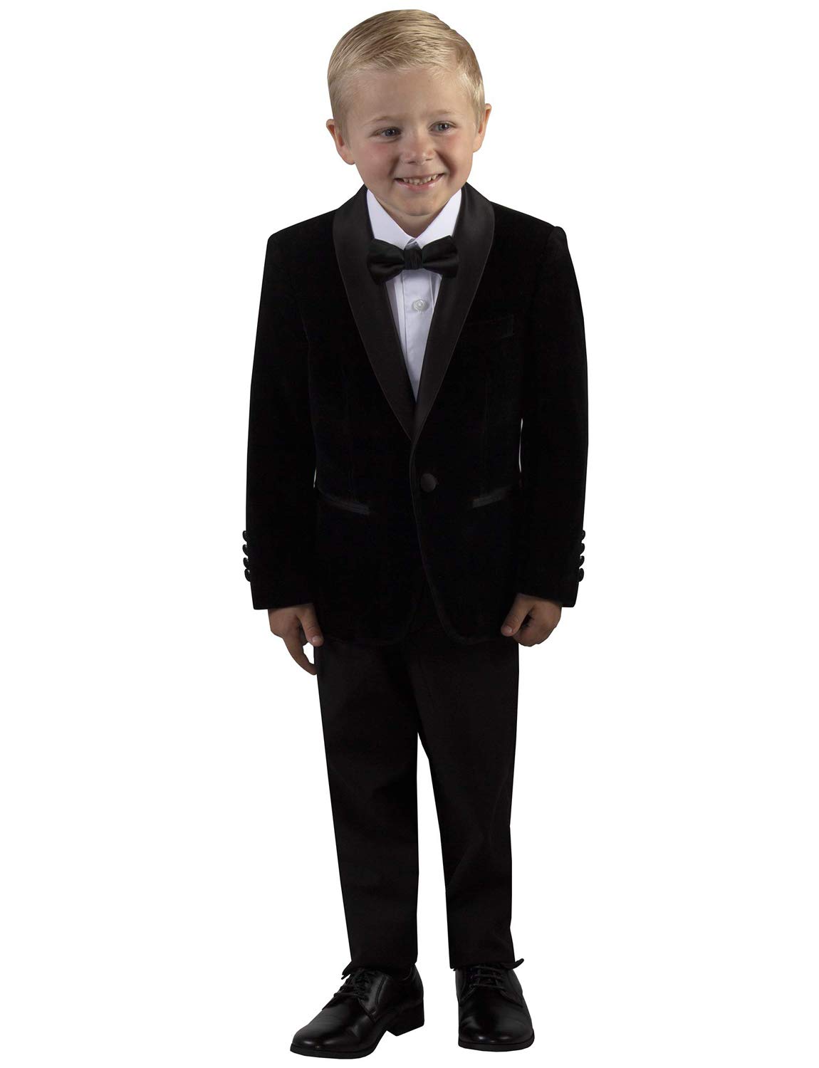 Jungen 2-teiliger Anzug mit Samtschal am Revers, Jacke und Hose mit einem Knopf