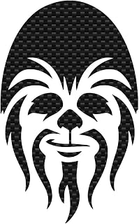 Wookie Head Silhouette Vinyl Decal Notebook Car Laptop 3.5" x 5.5" (Carbon Fiber)