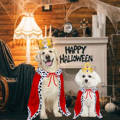 PAYHTOW Dog Halloween Costumes, Dog King Costume Funny Pet King Cloak and Crown Set Prince Cape Halloween Costumes for Small Medium Large Dogs Pets (Large) #1