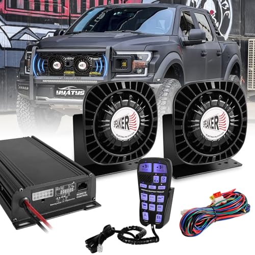 Emergency Vehicle Siren PA System 400W MultiTone Car PA System with Mic ExtraSlim Speaker for Tow Truck Pickup Ambulance SUVsPolice Horn for Vehicles Car Alarm Siren