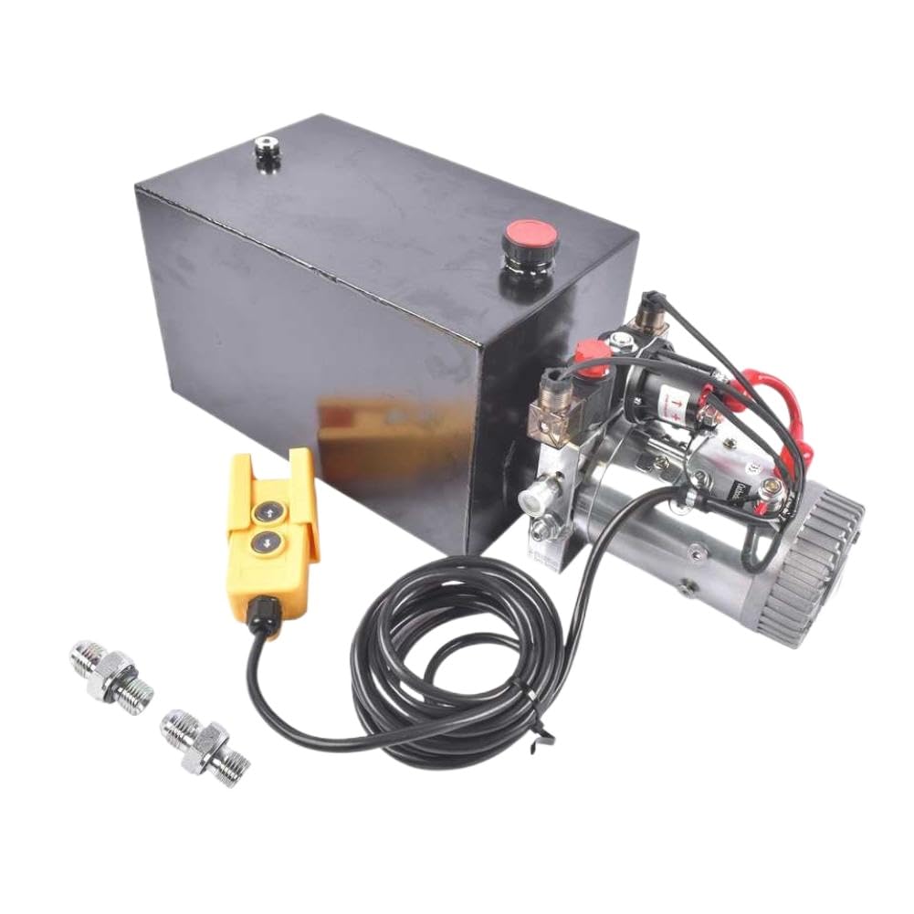 12V DC Double-Acting Hydraulic Pump Power Unit Compatible with AP03 15 Quart Dump Trailer
