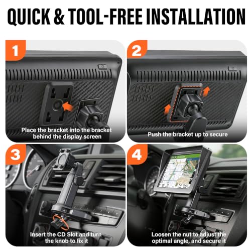 Image of 1Zero Adjustable Extended Arm Car CD Slot Mount for Apple CarPlay Screen