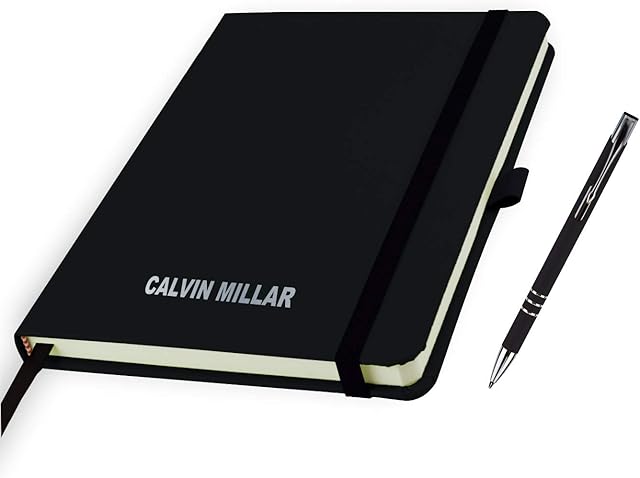 Personalised A5 Notebooks/Note Pad- Printed with Name with a Matching pens (Jet Black)