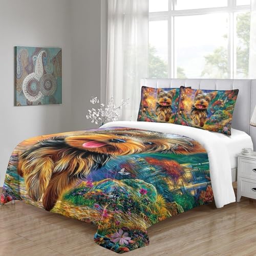 Housse de couette Westie 260x220 cm avec ses deux taies d'oreiller pour lit super king size