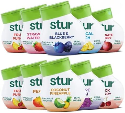 Stur Liquid Water Enhancer | The Ultimate 10-Pack Variety Pack | Naturally Sweetened | High in Vitamin C & Antioxidants | Sugar Free | Zero Calories | Keto | Vegan | 10 Bottles, Makes 240 Drinks | Naturally Sweetened, Sugar Free, Zero Calories, Keto, Vegan