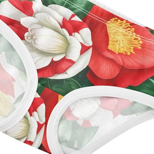 Animals Toddler Underwear Floral 2t Cotton Panties Little Girl Red Camellia Green Leaves White Kids Briefs Undies4