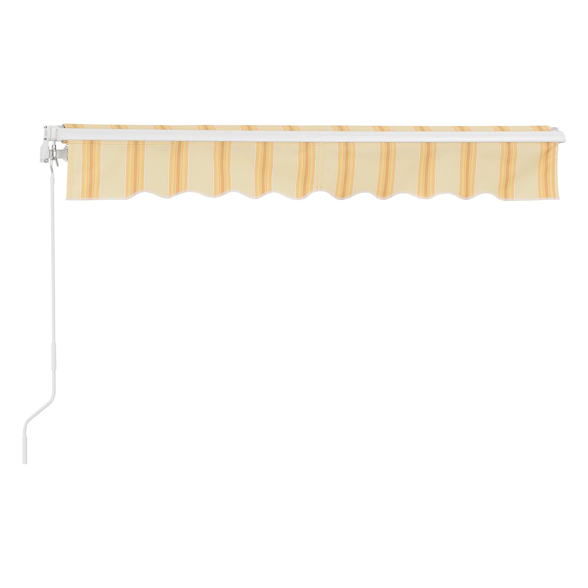 Tenda da Sole a Muro con Bracci Estensibili 300x250 cm Protezione UV Balconi Terrazze Giallo/Bianco