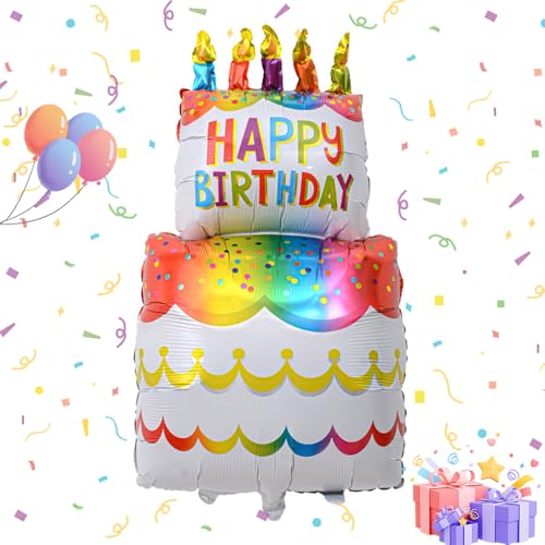 Happy Birthday Balloons Suitable for Party of All Ages Standing Cake Shape Balloon (Style 1)