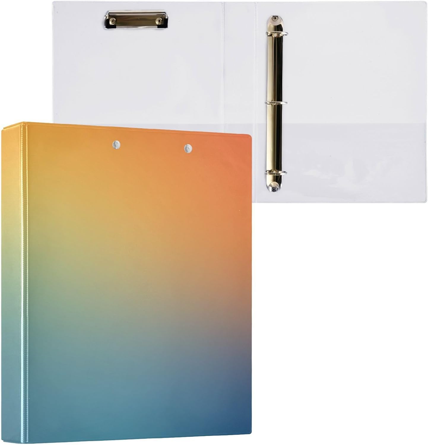 3 Ringed Notebook Binders 1.5 in Binders with Clipboard 1/2 Packs School Supply Hardcover 2pack Gradient Blue Blending