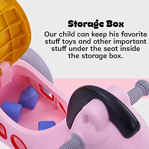 Image of BAYBEE Giraffe Horse Rider for Kids, Ride-On Kids Car with Shape Sorting Activity Kids Toys & Storage | Push Car Rider with Smooth Wheels Baby Car Suitable for 1-3 Years Boys Girls (Pink)
