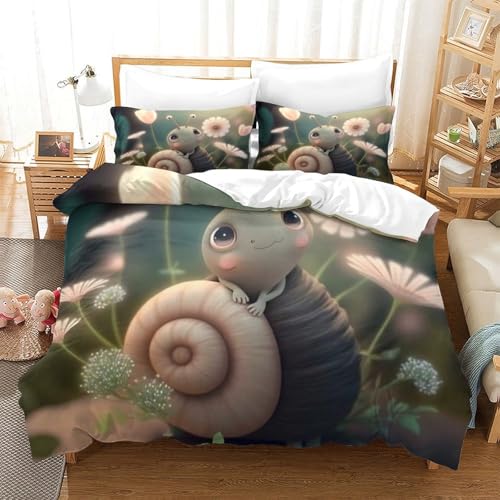 Parure de lit escargot mignon 140x200cm avec housse de couette en microfibre