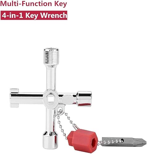 Miniatura 3 de WenTigDY Llave universal 4 en 1, llave cruzada universal multifuncional con broca, herramientas de aleación de zinc, caja de armario eléctrica,