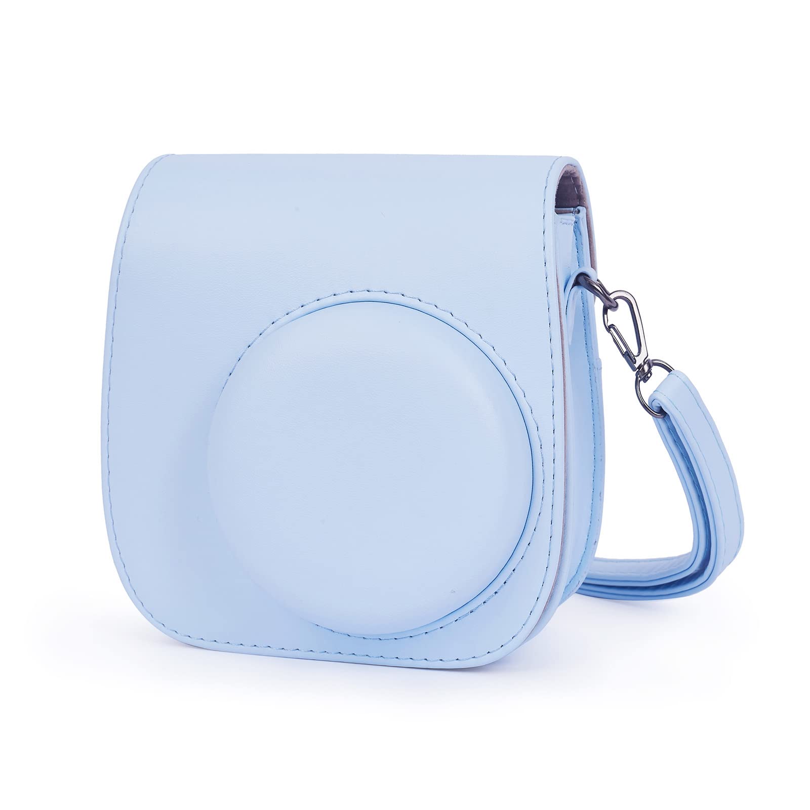 Phetium Instant mini 12 Camera Protective Case Compatible with Instax Mini 12 11,PU Leather Bag with Pocket and Adjustable Shoulder Strap (Pastel Blue