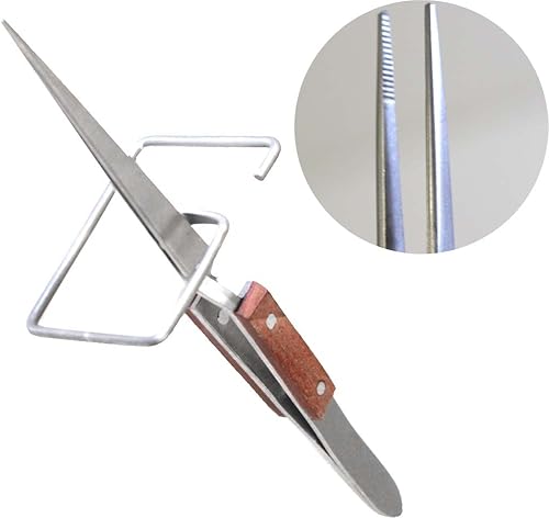 Pinzas de fibra de bloqueo de 6.5 pulgadas (6.5 in) | Soporte integrado | Mango de grano de madera | Agarre de precisión para soldar y más