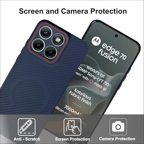 Image of SBMS Back Cover for Motorola Edge 70 Fusion 5G Soft Matte Silicone Cover with Slim Fit | (Not Mag-Safe Compatible) | Shockproof | Camera Protection Bumper Case for Moto Edge 70 Fusion (Blue)