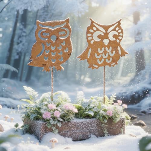 MOAZIFI 2er Eulen Gartenstecker Deko, Garten Deko, Gartendeko für...