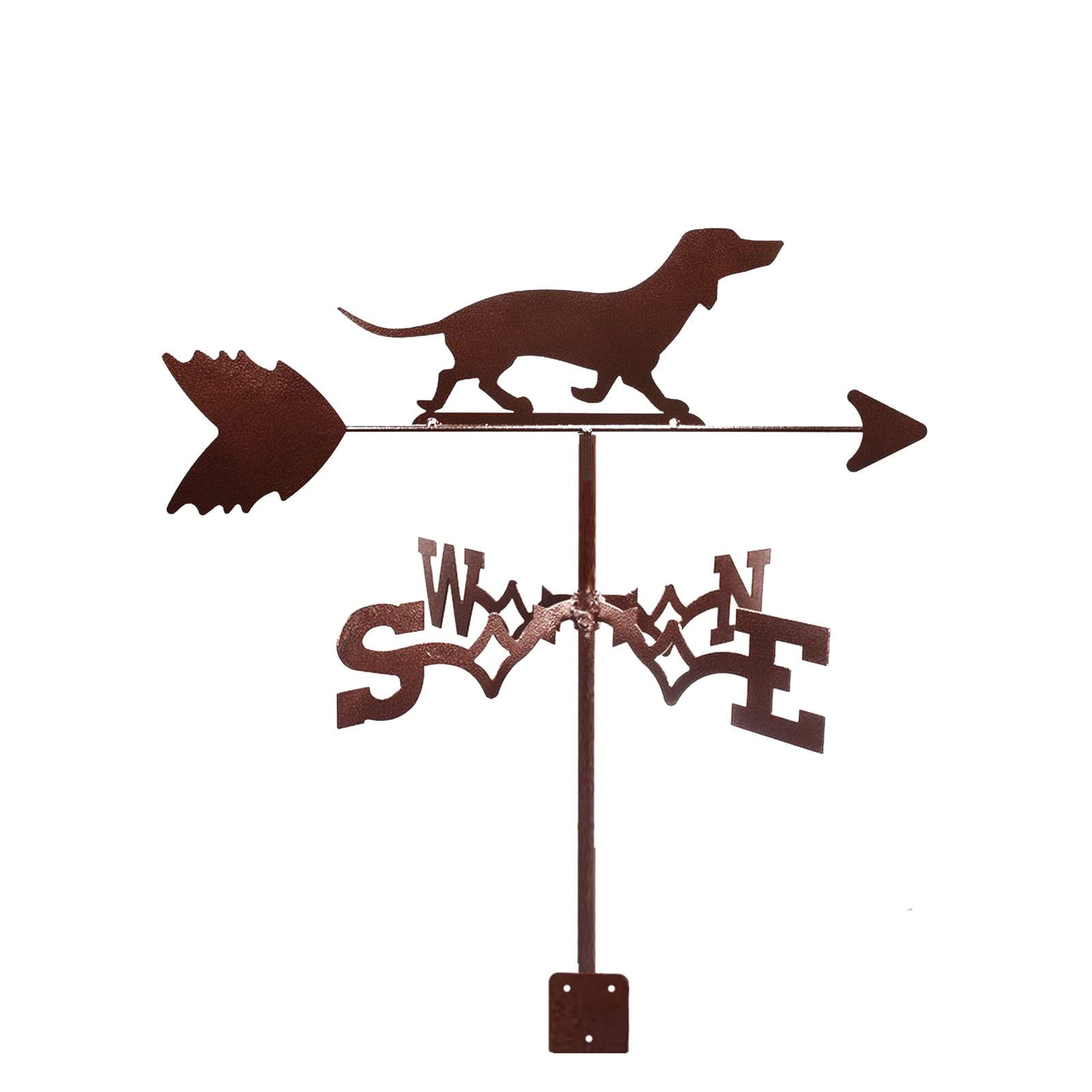 Wind Vanes Dachshund Style Weather Vane Measuring Tools Wrought Iron Weather Vane Stainless Steel Spray Paint for Garden Outdoor Roof Decoration