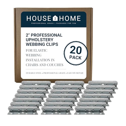 House2Home Metal End Clips for Rubber Webbing Upholstery Repair for Sofa Chair Furniture Includes Instructions (20 Pack)