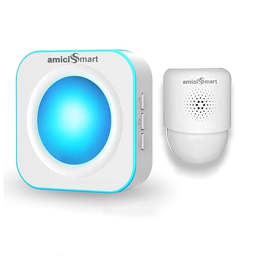 amiciSmart Wireless Doorbell, Automatic Motion Activated Door Bell with PIR Sensor 36 Chimes 4 Volume Level and RGB Indication
