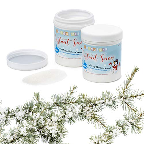 2 Botes de Nieve en Polvo Instantánea (230g/Bote, Hace 10 Galones de Nieve Artificial Falsa)| Seguro, No Tóxico y Ecológico| Decoración de Fiesta Árbol de Navidad Oficina Ventana Invierno.