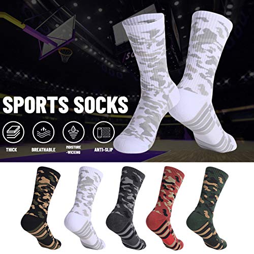 Leeofty Meias esportivas que absorvem e não escorregam, espessas, respiráveis, multicoloridas para a