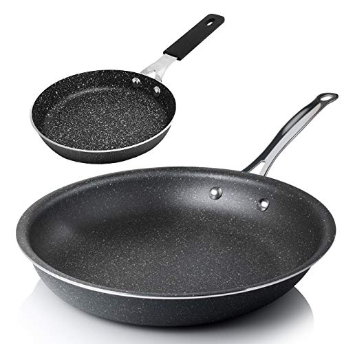 Granitestone Original 12" Non-Stick Triple Layer Granite Stone With Titanium Coating, No-Warp, Mineral-Enforced, Pfoa-Free Frying Pan With Mini Egg Pan As Seen On Tv #TOP1