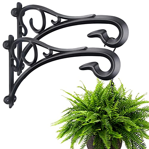 Hanging Basket Bracket, Heavy Duty Artistic Garden Hook (13 Inches/2 Pack) Thicker More Durable Rust-Resistant