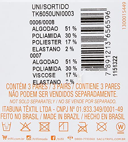 Trifil, TK6050, Meias, masculino, Branco/ Preto, 35-38