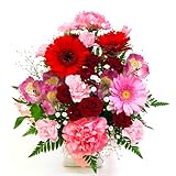[Flowerfarm(フラワーファーム)] 花 花束 生花 フラワーアレンジメント flower プレゼント 贈り物 ギフト 誕生日 結婚記念日 結婚祝い クリスマス 母の日 父の日 退職 (赤＆ピンク系)