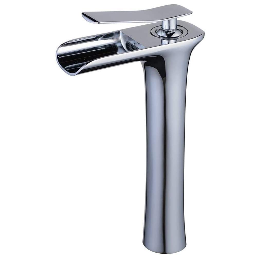 SBCGFY Tall Basin Mixer Tap For Bathroom, Black Waterfall Basin Tap, Brass Countertop Waterfall Basin Taps, One Hole Bathroom Taps Mixer Wash Sink Faucet