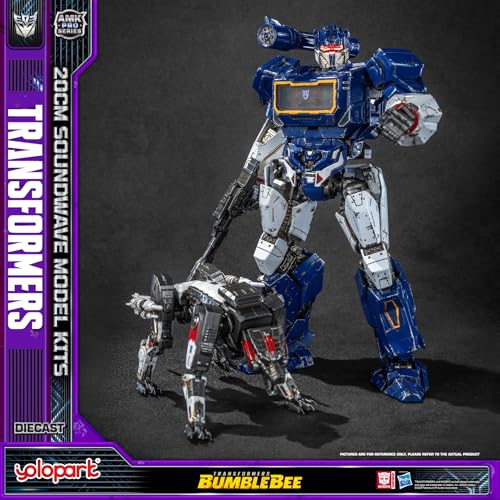 YOLOPARK Transformers:AMK PRO Soundwave and Ravage 7.87 Inch Transformers Action Figure with Upgraded Weaponry and Magnetic Control LED Highly Articulated Collectible Model Kit Set for Ages 15 and Up