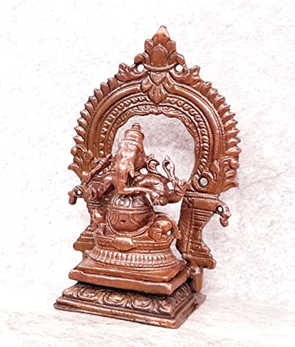 Image of Copper Little Ganesh with Prabhavalli Idol 3.0 in | 100g