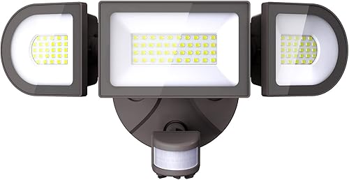 iMaihom Luz de seguridad LED con sensor de movimiento de 50 W, luces de inundación superbrillantes de 4600 lúmenes, para exteriores, 6500 K,