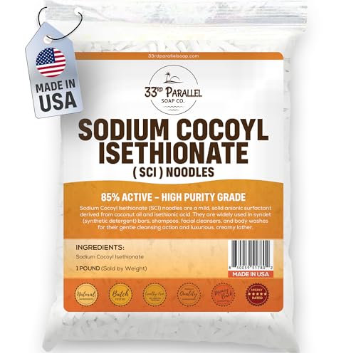 Sodium Cocoyl Isethionate (SCI) Noodles (1 Lbs / 16oz) | Natural Gentle Coconut-Based Cleanser Sulfate-Free Surfactant for Shampoo Bars Body Wash Facial Cleanser & Syndet Bars | 1 POUND
