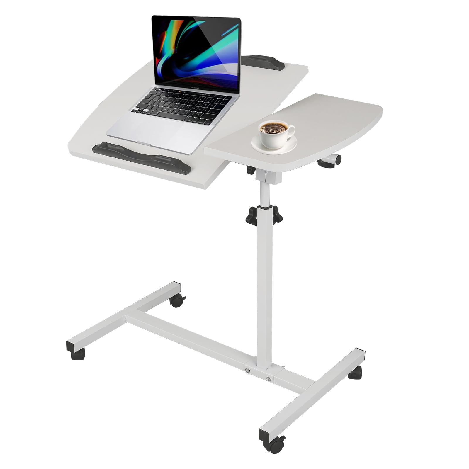kyaoayo Tavolo da letto regolabile in altezza, tavolo con ruote, tavolino a forma di C, tavolo ospedaliero per letto, ospedali, utilizzabile anche come tavolino da caffè e tavolo per computer.