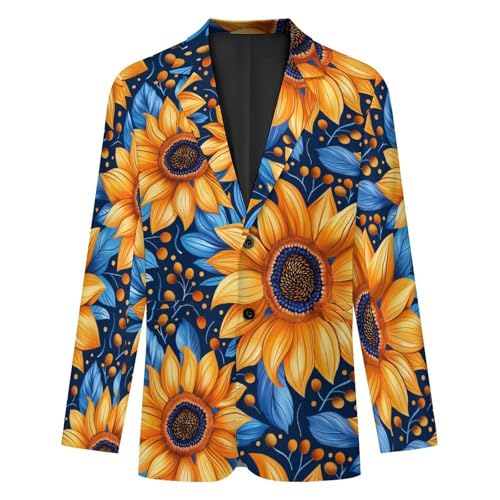 Sunflower Men's Suits Dress Business Formal Suit Print Jackets Coat For Wedding Party4