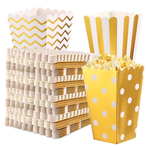 LDXDRU 120 Stück 12x7x5cm Klein Popcorn Tüten, Snacks Candy Popcorn Boxen Papier Klein Popcorntüten Party Papiertüte für Filmabend, Geburtstagsfeier, Weihnachten, oder Party (Heißprägung)