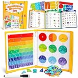 D-FantiX Large Magnetic Fraction Demonstration Book, Magnetic Fraction Tiles & Fraction Circles Set, Montessori Fraction Manipulatives Learning Tools for Elementary School Kids Students